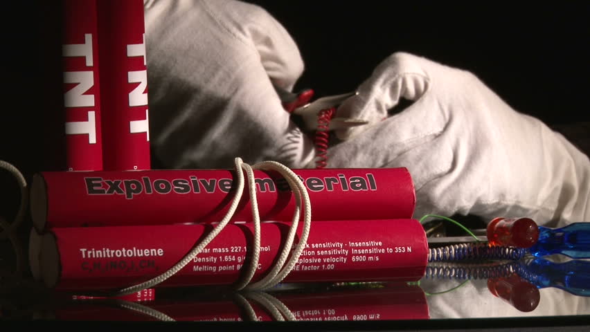 Making TNT, man packed explosives, hands