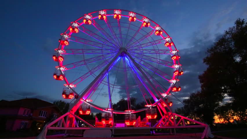 Ferris wheel go around at Lake Balaton at night