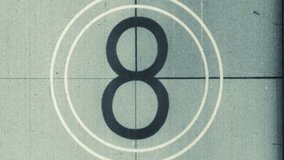 Countdown Leader, Picture Start. 4K scan of archival 16mm with grain and texture. Black and White countdown leader from 8 to 2. Retro Countdown Clock. SMPTE Academy Leader - Powered by Shutterstock - Get 15% off with code: PIKWIZARD15
