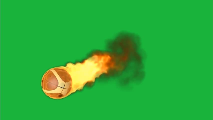 Fire basketball with green screen