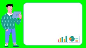 Businessman with Tablet Graphic Chart Statistic Analytic Animation on Green Screen Chroma Key - Success Leader Man Run Business
 - Powered by Shutterstock - Get 15% off with code: PIKWIZARD15