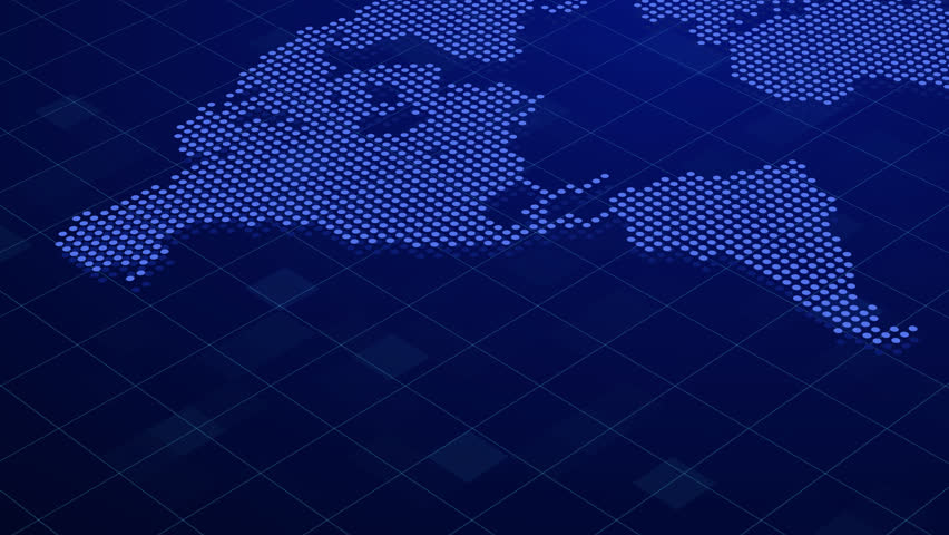 Futuristic 3D World Map Animation Digital Technology Hud Dots Mosaic	