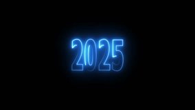 2025 neon text animation, Glowing neon sign in blue colors texture background. - Powered by Shutterstock - Get 15% off with code: PIKWIZARD15