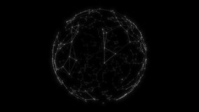 Abstract plexus sphere from white dots, lines and triangles on a black background. Technology network background. Seamless loop. - Powered by Shutterstock - Get 15% off with code: PIKWIZARD15
