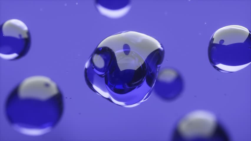 3d abstract background with floating translucent blue spheres on a blue backdrop. 3D Illustration