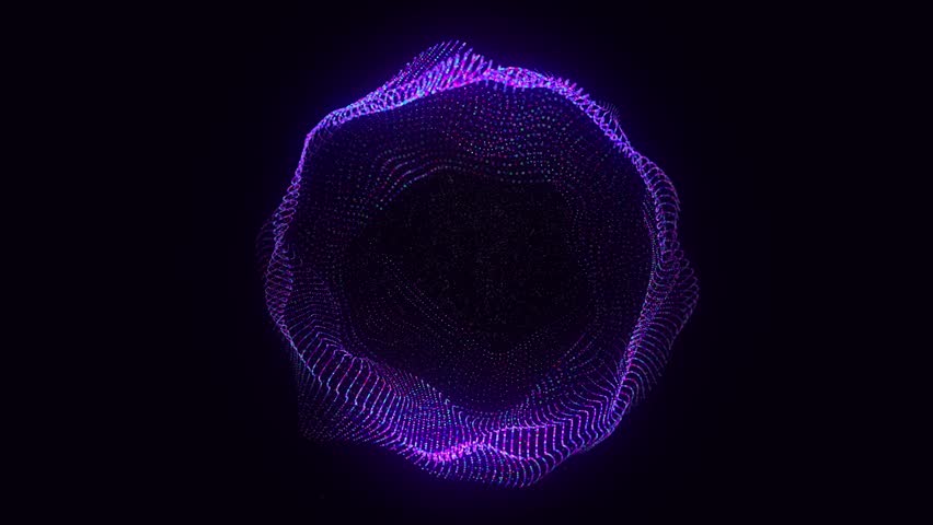 Technology blue torus with connecting dots and lines. Digital abstract network structure. 3D rendering.