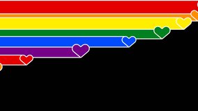 Rainbow heart transition motion graphic with alpha channel. Colorful horizontal lines transition animated on transparent background. Red, orange, yellow, green, blue, purple, pride month, wave, stripe - Powered by Shutterstock - Get 15% off with code: PIKWIZARD15