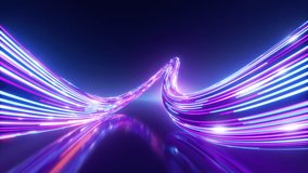 looped 3d animation. light pulses glide along curved neon lines. Abstract animated background of multicolored virtual ribbon with loop glowing in ultraviolet spectrum. Digital data transfer concept - Powered by Shutterstock - Get 15% off with code: PIKWIZARD15