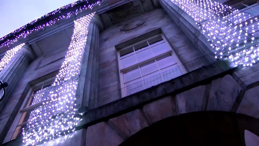 Christmas Lights on Civic Building -  Shire Hall, Market Square, Staffordshire,