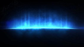 Abstract digital energy glowing sphere of moving particles and shiny clouds. Blue orb ball round core, Multicolor shining aurora or energy waves with lights and particles flowing towards screen - Powered by Shutterstock - Get 15% off with code: PIKWIZARD15