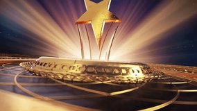 Champion golden trophy, Award gold trophy Best Product 3d Animation. Gold trophy Cup and shine on luxury animation. Prizes for the Champions stars. Concept of success, achievement, victory, a prize. - Powered by Shutterstock - Get 15% off with code: PIKWIZARD15
