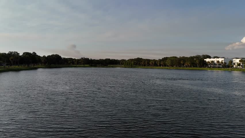 Gorgeous drone footage of Crescent Lake located in sunny St. Petersburg, Florida