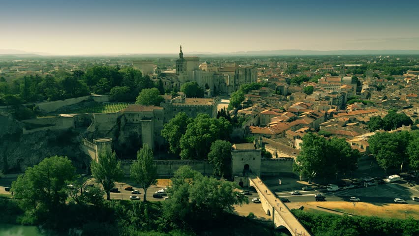 Aerial shot of Avignon, France