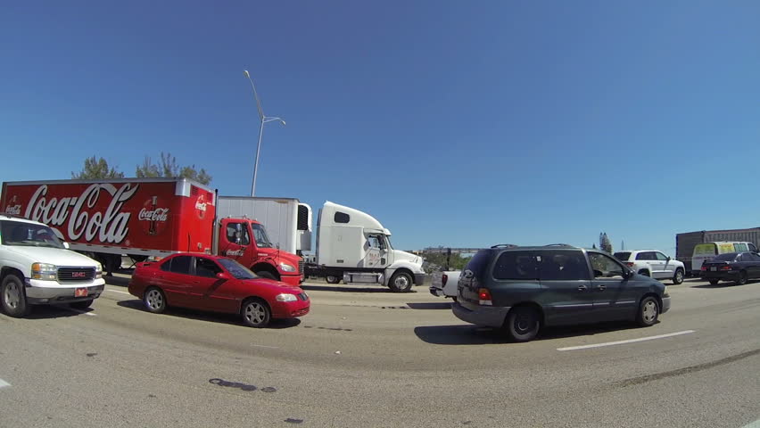 MIAMI - MARCH 6th: Heavy traffic due to vehicle collision with ambulance on I95 northbound March 6th, 2013 in Miami, Florida. 