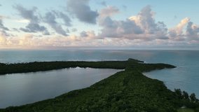 laguna grande (large lagoon lake in las croabas fajardo puerto rico) sunset aerial footage coastline tropical forest rainforest travel (bioluminescent bay dusk eco adventure travel destination beach - Powered by Shutterstock - Get 15% off with code: PIKWIZARD15