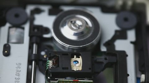 CD reader inside view: inserting, reading and ejecting the CD-ROM