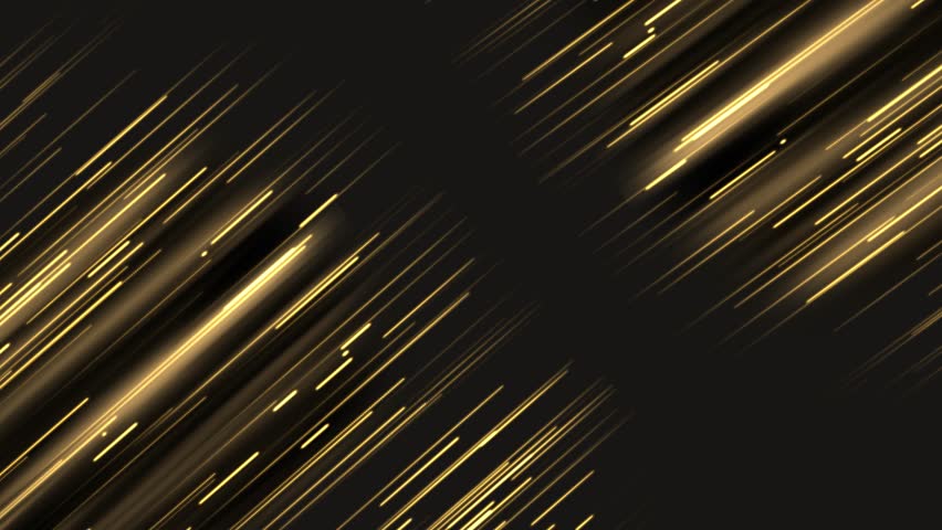 Gold particles background, a bright stream of thin lines of light particles on a black background. Movement of golden stripes. Rain of particles. awards and holidays background. Seamless loop
