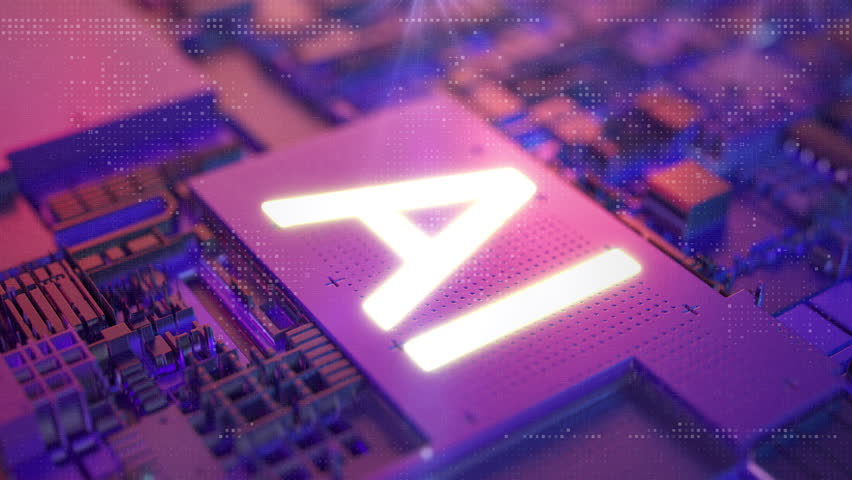 Closeup Technology Present AI Chipset board Micro idea concept. 3D animation. - Powered by Shutterstock - Get 15% off with code: PIKWIZARD15