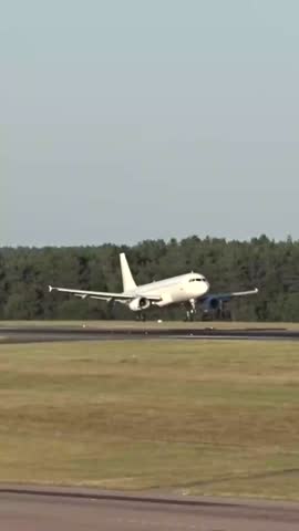 White Airplane Landing at Generic Airport