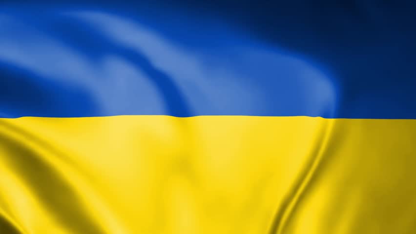 Flag of Ukraine in the wind. Detailed fabric texture. Seamless looped animation.