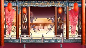 Mysterious landscape China's traditional Oriental Digital Art animation, Chinese retro painting ink misty mountain with flowers, tree, birds, river in fog background. China Japan scenery artwork - Powered by Shutterstock - Get 15% off with code: PIKWIZARD15