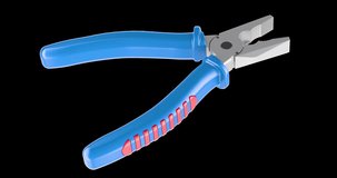 Pliers, animation seamlessly loopable. 3D rendering isolated on transparent background