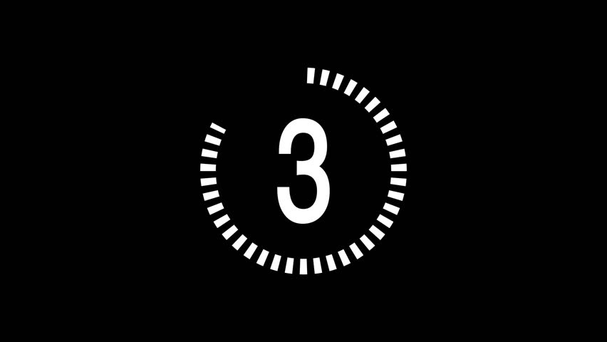 Countdown timer from 3 to 1 second on black and white background. 4k videos
