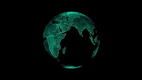 Rotating world globe from particles. HUD, FUI. Big Data Connection. Digital Hologram planet Earth. World map animation. Seamless loop - Powered by Shutterstock - Get 15% off with code: PIKWIZARD15