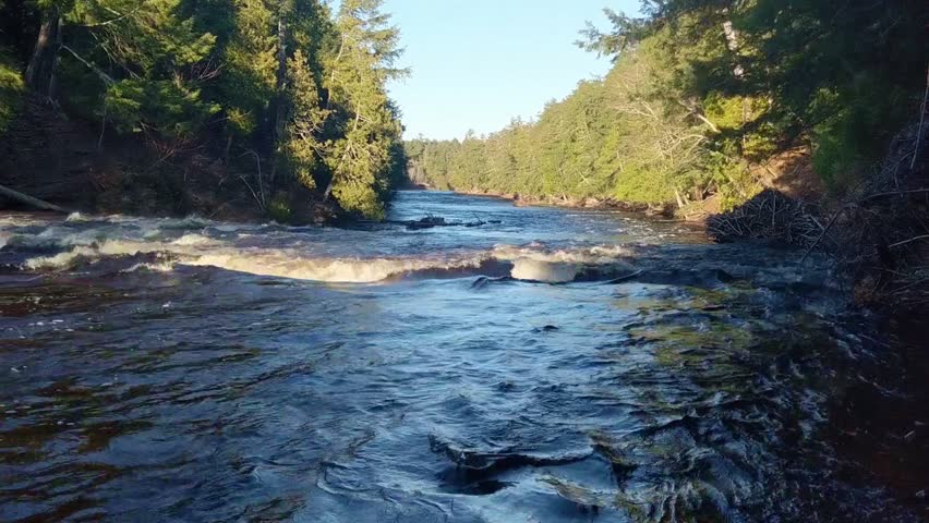 The Presque Isle River flows through the western Porcupine Mountains Wilderness State Park in Michigan