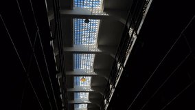 Alcatraz Prison Detail, Glass Ceiling and Gallery in Cellhouse, Low Angle - Powered by Shutterstock - Get 15% off with code: PIKWIZARD15