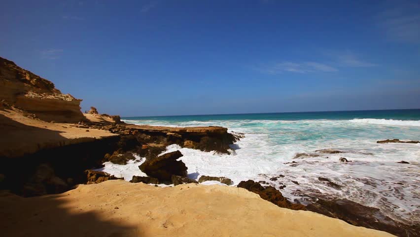 Rocky shore and surf the Atlantic, Fuerteventura, Canary Islands