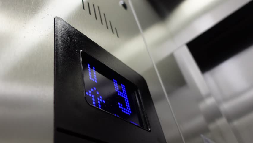 electronic number display on screen in a lift 