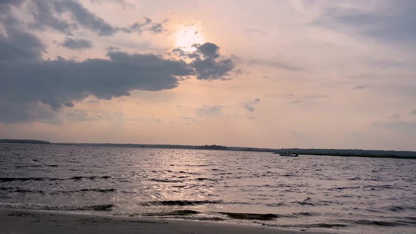 Sun setting over the ocean from an island in Myrtle Beach South Carolina.