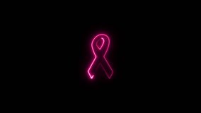 Vintage Glow Signboard with Pink Ribbon. Breast Cancer Awareness Month. Neon Light Poster, Banner, Postcard, Invitation. Glossy Black Background. - Powered by Shutterstock - Get 15% off with code: PIKWIZARD15