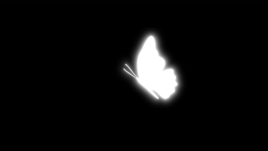 Animated butterfly. White butterfly flying fluidly and dynamically with glowing effects. Transparent 4K Alpha Channel. Seamless loop. Perfect for fairy tale-themed events and fantasy film scenes.