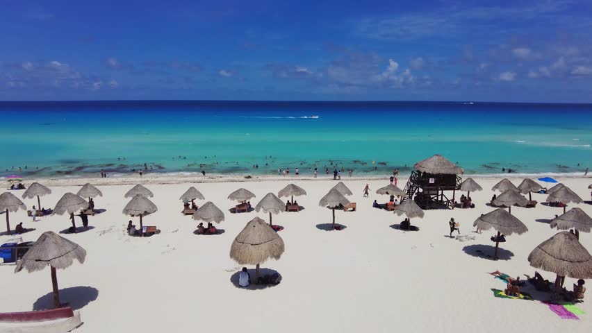 Aerial view of Cancun Hotel Zone from el Mirador
