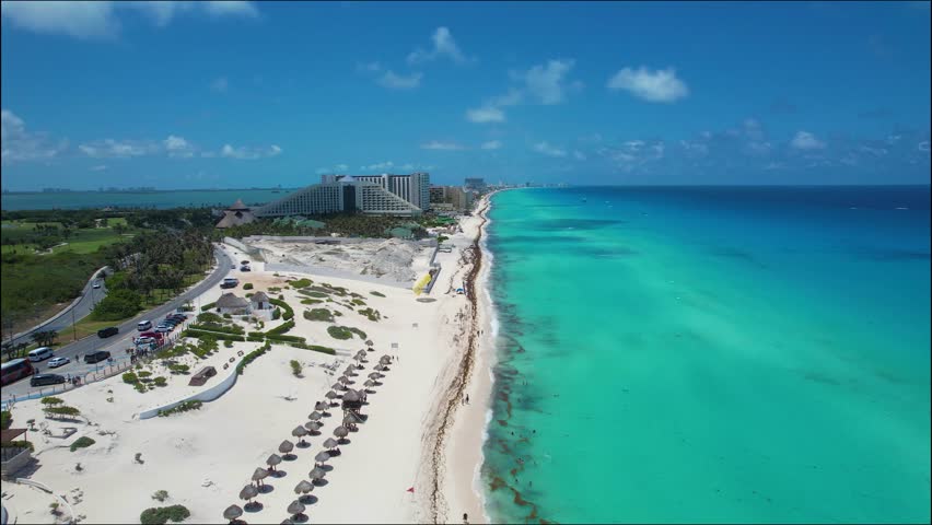 Aerial view of Cancun Hotel Zone from el Mirador