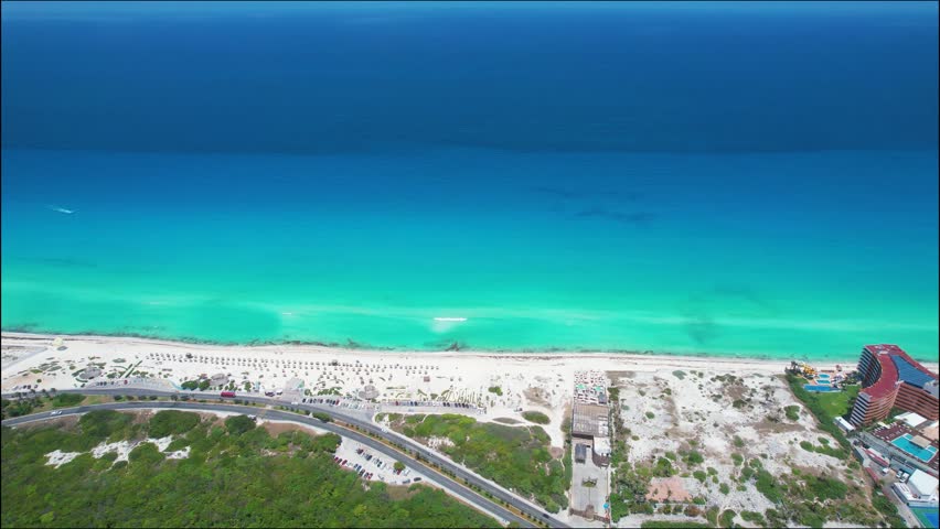 Aerial view of Cancun Hotel Zone from el Mirador