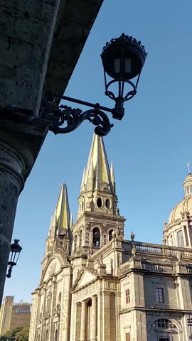 Front view of the Guadalajara Cathedral in the historic center of the city of Guadalajara, Jalisco, Mexico. famous Mexican historical and cultural buildings, vertical format