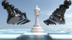 The chess king is surrounded by chess pieces, business strategy concept - Powered by Shutterstock - Get 15% off with code: PIKWIZARD15