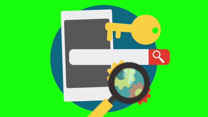 Keywording, SEO keyword research On Greenscreen Background 2D Cartoon Animation