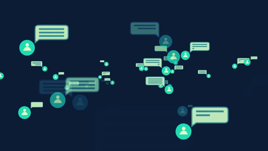 Social media comments, social network icons, peoples opinions and reviews.