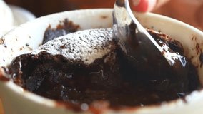Delicious Chocolate Lava Cake with Powdered Sugar and Whipped Cream on Wooden Plate - Powered by Shutterstock - Get 15% off with code: PIKWIZARD15