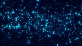 Social Plexus Network Connection With Human Icon, Internet Network Connection Bg. Abstract People Icon Are Connected Through Network Digital Connection Background. Human Icon Animation High Tech - Powered by Shutterstock - Get 15% off with code: PIKWIZARD15