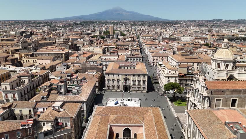 Aerial view of Piazza del Duomo (Cathedral Square) in Catania, Sicily, Italy