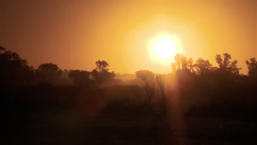 Sunset Over the Horizon in Santa Rosa, La Pampa Province, Argentina.