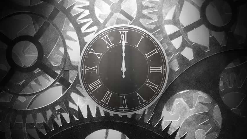The video features a looping animation of clock faces, hands, and gears moving rapidly, creating the impression of time passing at high speed. - Powered by Shutterstock - Get 15% off with code: PIKWIZARD15