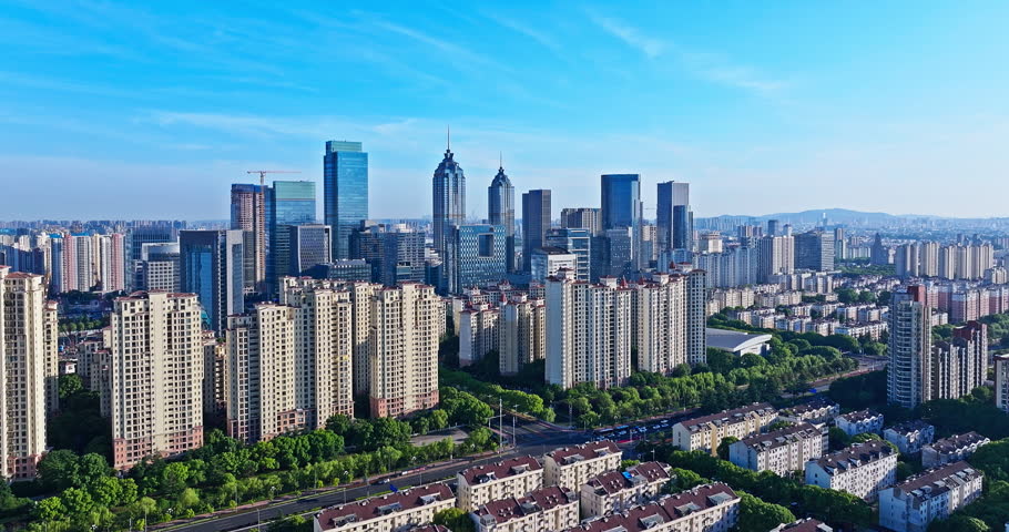 Skyscraper central business district building background in Suzhou city