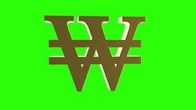 A currency of South Korea and North Korea. 3D currency symbol ₩ of South Korea and North Korea . on a green background. Looped video. 4K.
 - Powered by Shutterstock - Get 15% off with code: PIKWIZARD15