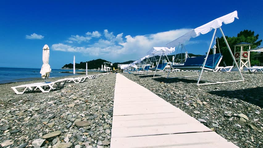 View of the sea beach landscape on a sunny day